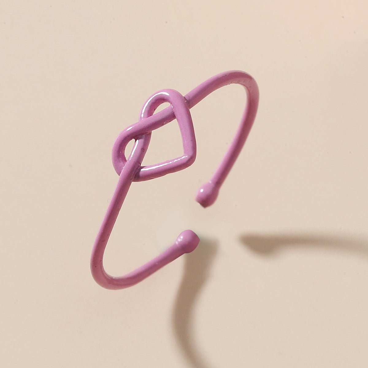 Knotted ring femininity simple hollow love opening ring peach heart heart-shaped ring