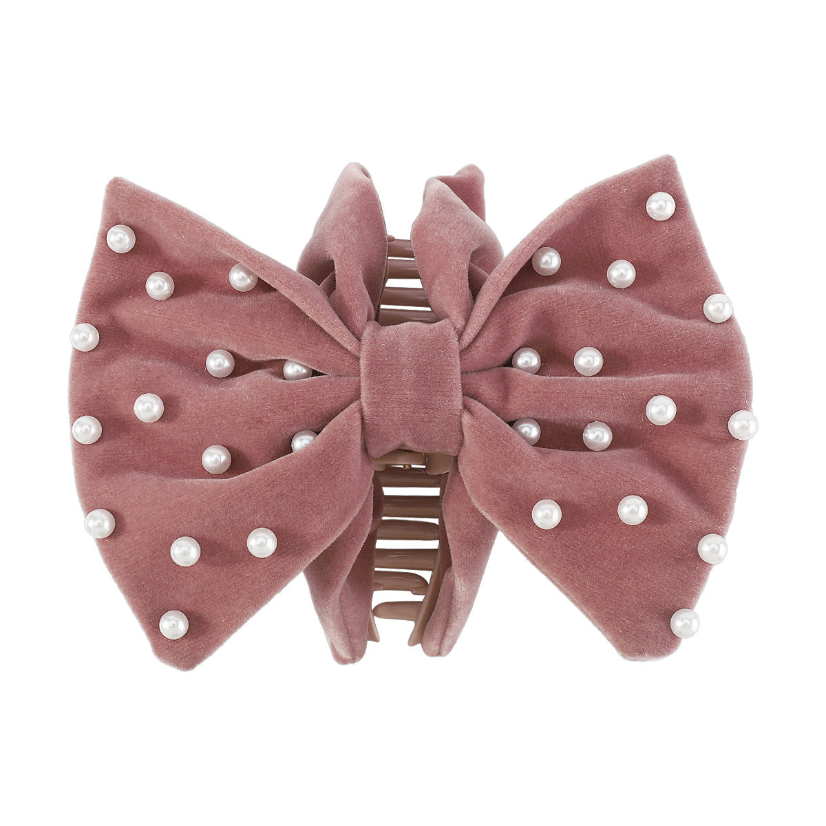 F5263 French autumn and winter velvet pearl hair clip creative fashion sweet age reduction creative bow ponytail clip