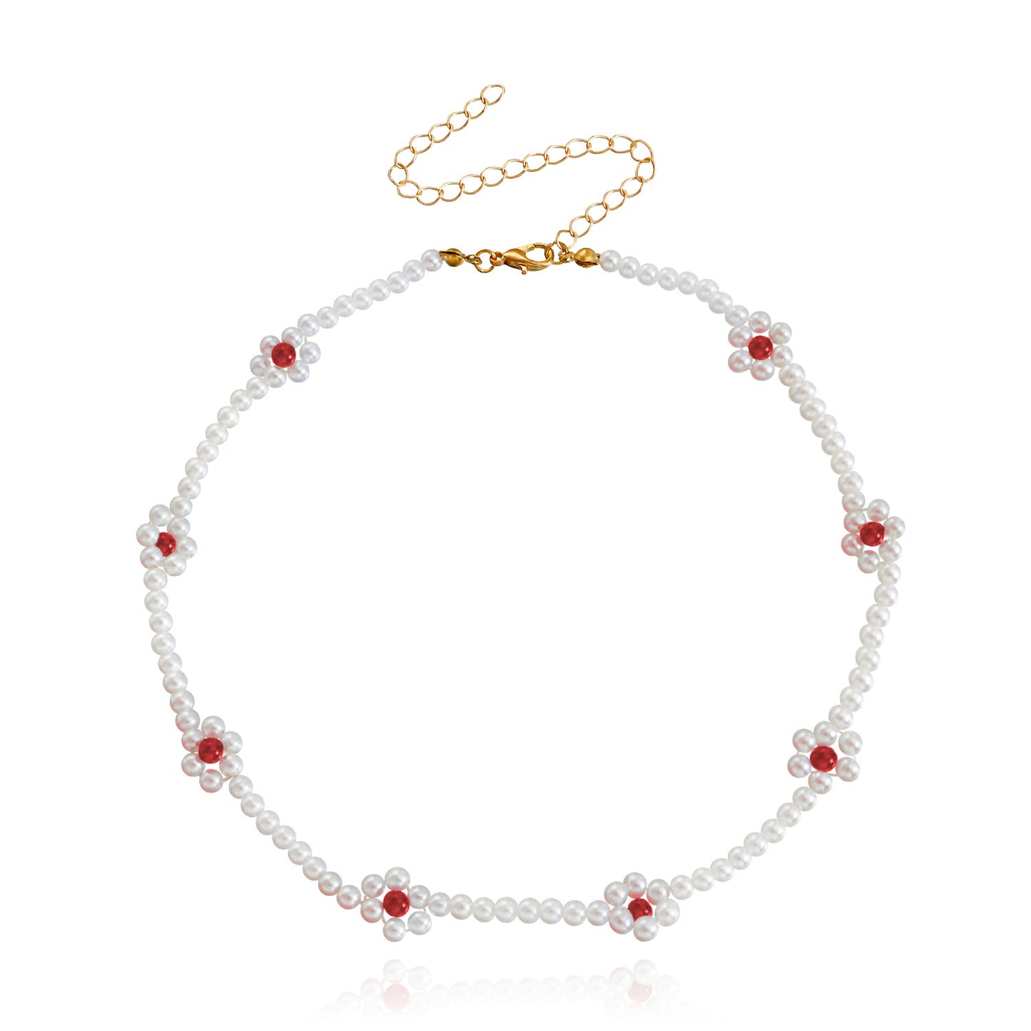 Jewelry Bohemian Imitation Pearl Handwoven Beaded Flower Necklace Female Baby Bead Necklace
