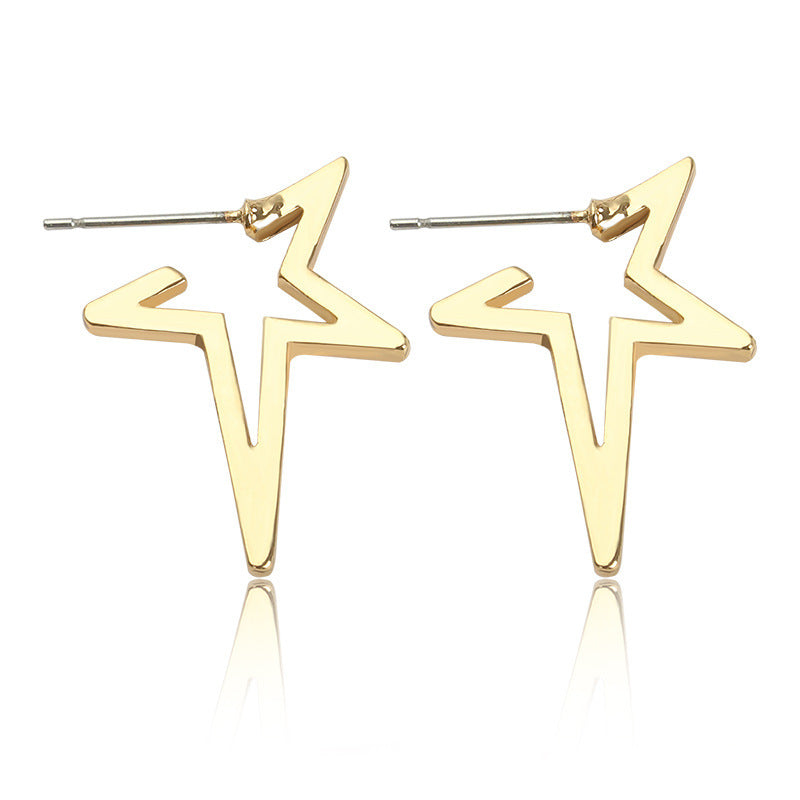 Creative metal geometric earrings exaggerated trend street shooting hollow star earrings unisex