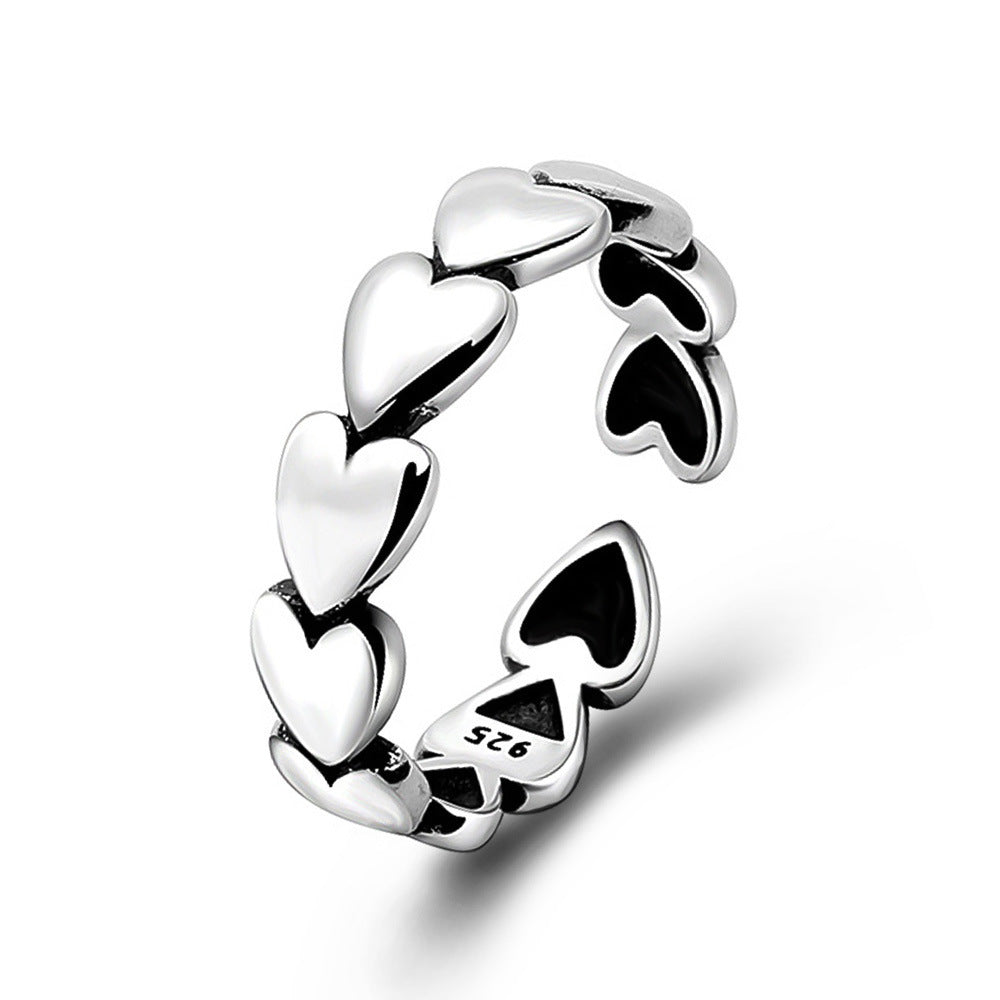 ins simple hollow love ring female fashion temperament niche design metal geometric heart-shaped index finger ring