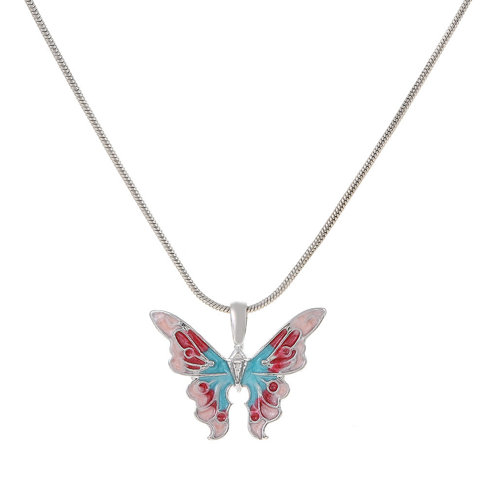 Barbie Princess Necklace Rainbow Fairy Dream Wonderland with the same clavicle chain ins Symphony Oil Drip Butterfly Necklace