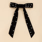 Big bowknot velvet all-match spring clip simple top clip sweet imitation pearl ribbon back head hair clip hair accessories
