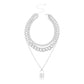 Geometric Metal Lock Pendant Necklace Femininity Versatile Multi-layer Full Diamond Chain Necklace
