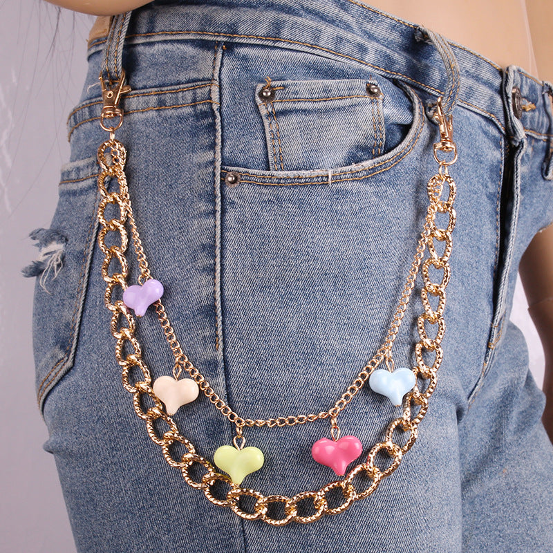 Multicolor Waist Chain Acrylic Jeans Hanging Chain Trendy Wear with Pants Chain