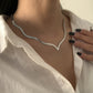 Jewelry Retro Hip Hop Flat Snake Bone Chain Necklace Simple Geometric V-shaped Single Layer Necklace for Women