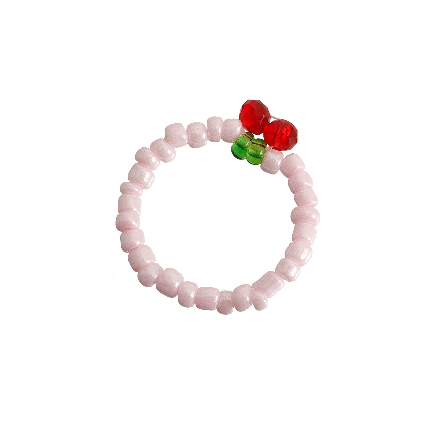 Jewelry Color Small Rice Beads Red Cherry Elastic Rope Ring Female Design Sense Niche Simple Hand Jewelry