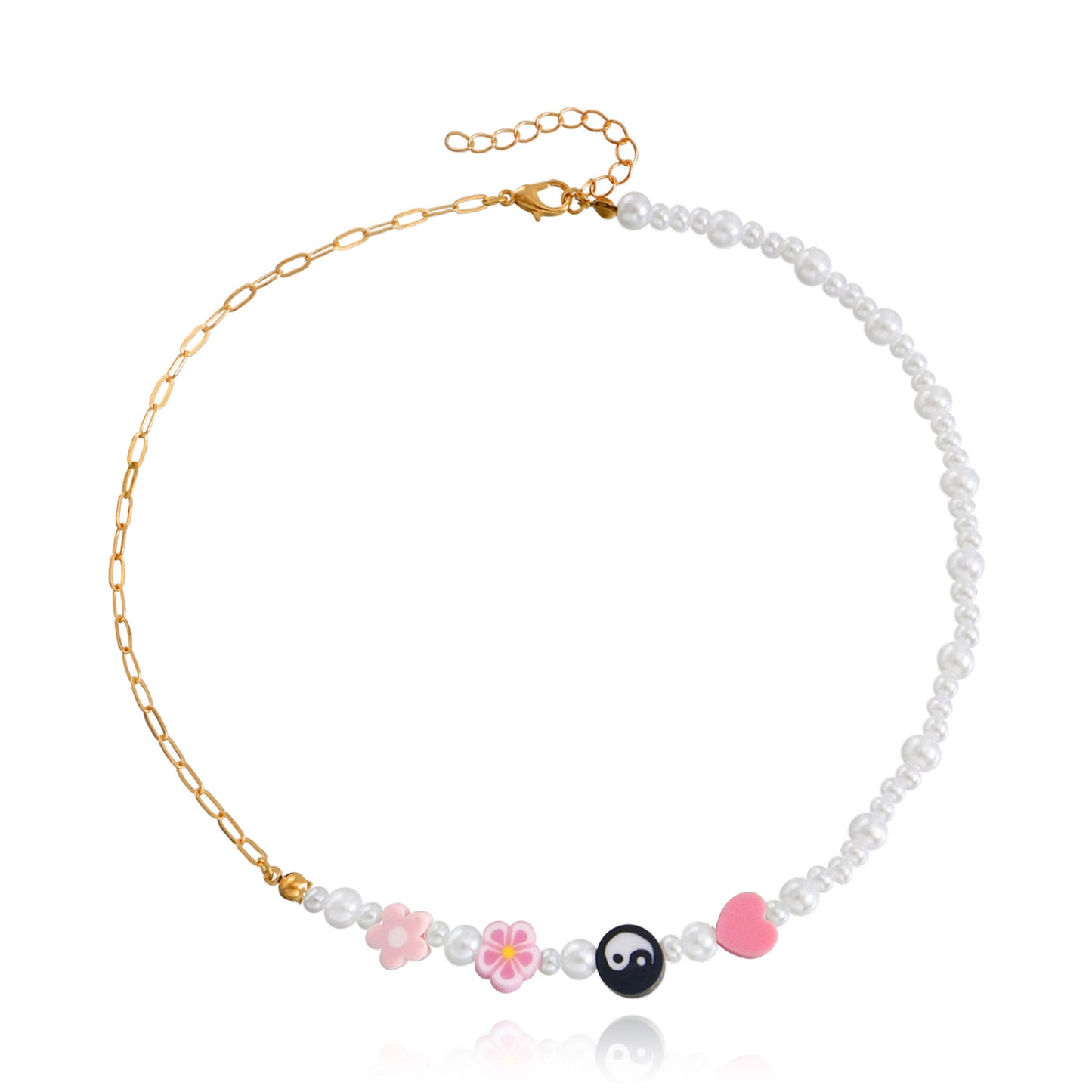Jewelry Bohemian imitation pearl soft pottery multi-element beaded necklace baby bead necklace hot girl