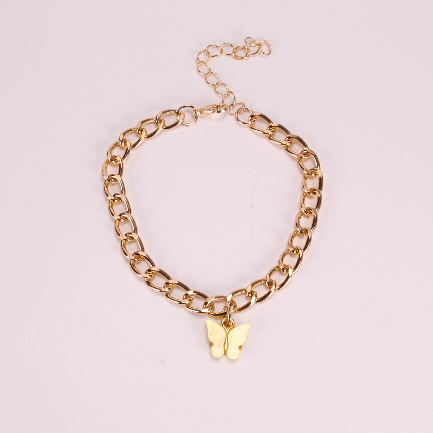 New simple summer beach anklet ins color acrylic butterfly anklet metal thick chain anklet