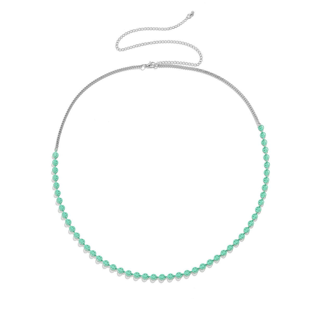 Jewelry simple hollow geometric body chain color macaroon color smiley face single layer waist chain female