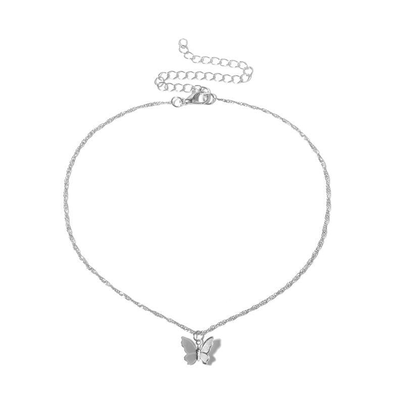 Super Fairy Simple Temperament Net Red Butterfly Pendant Ins Necklace Female Necklace Ladies Butterfly Clavicle Chain