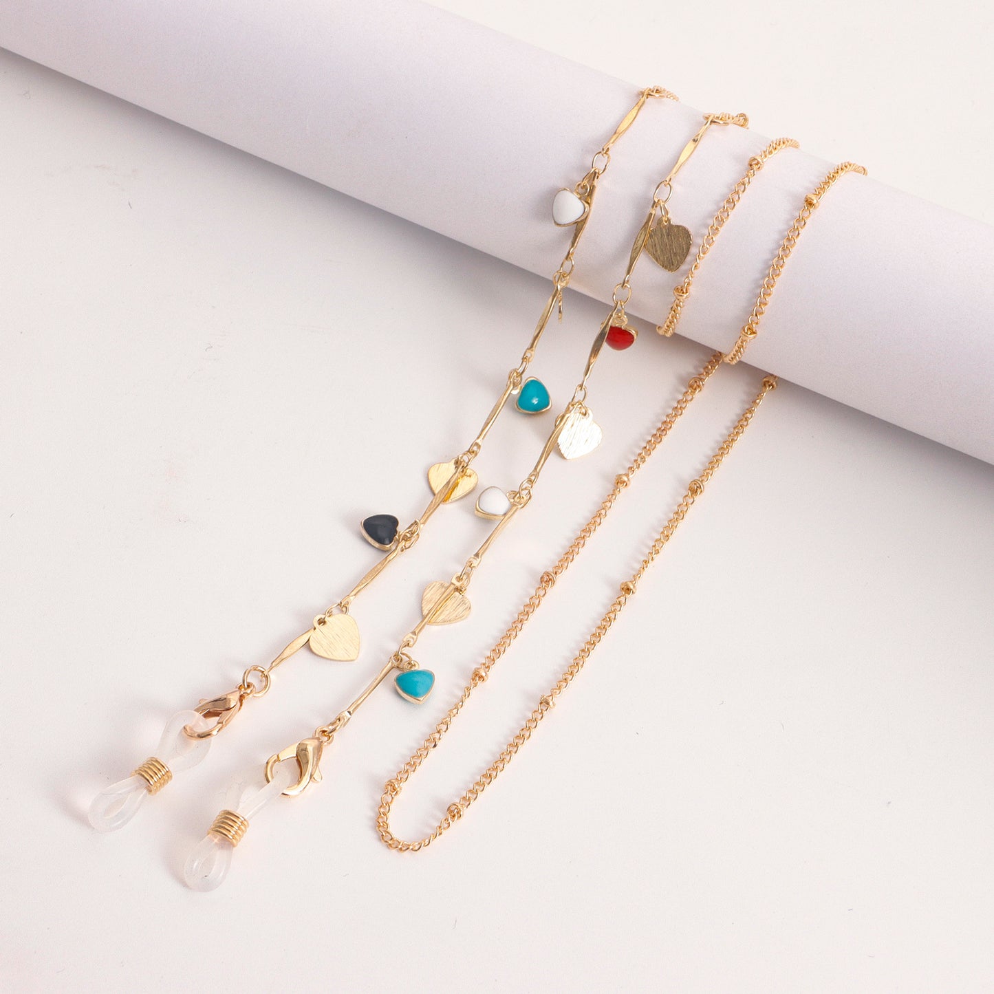 Glasses Jewelry Drip Oil Color Heart Geometric Flower Mask Accessories Glasses Chain Female