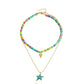 Jewelry Bohemian colored soft pottery devil's eye shaped five-pointed star love necklace female