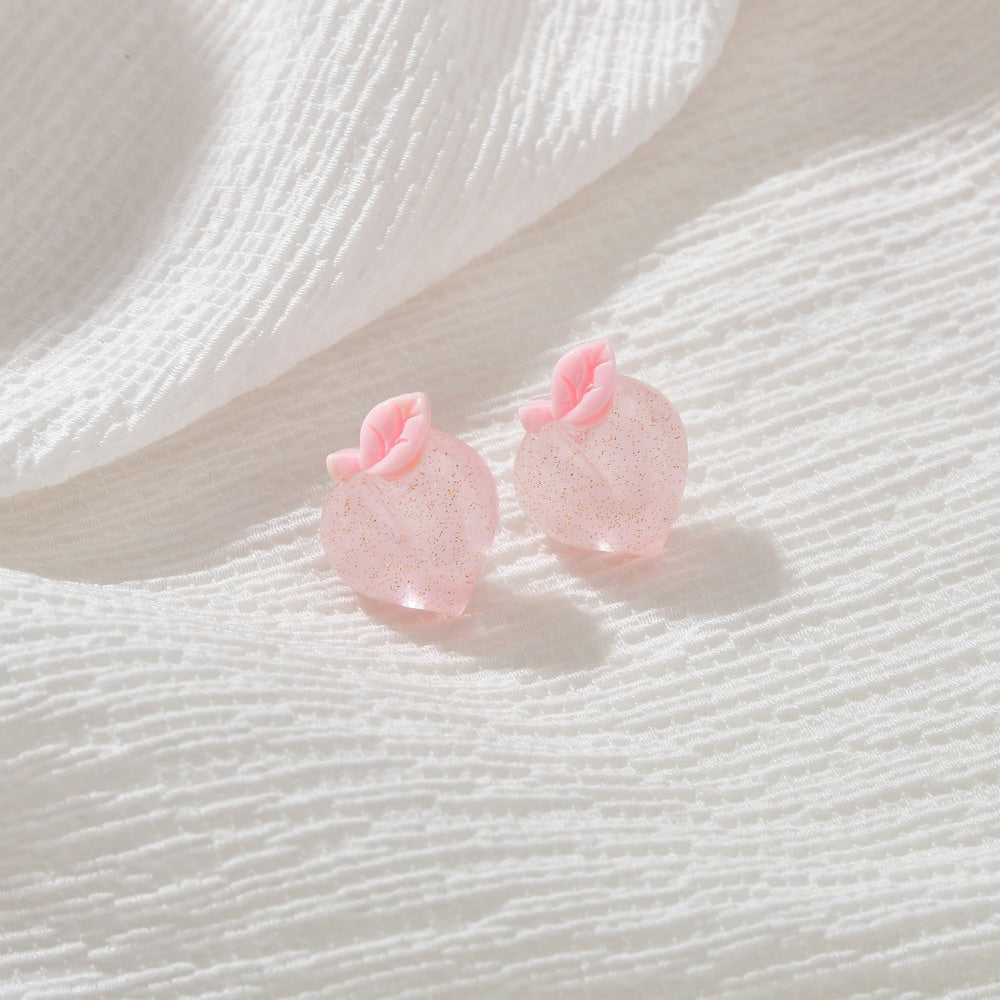 Small Fresh Peach Acrylic Earrings Cute Girly Stud Earrings Accessories