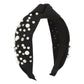 F57 creative waffle knotted pure color pearl rhinestone headband baroque net red nail beads wide-brimmed headband female