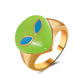 ins color drop oil love ring love alien grid ring fashion accessories