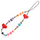 Ornament Cartoon Warm Color Exaggerated Geometric Heart Pearl Phone Chain Acrylic Accessories Ornament