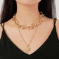 Retro Multilayer Necklace Creative Coin Love Lock Sweater Chain Metal Thick Chain Clavicle Chain Accessories