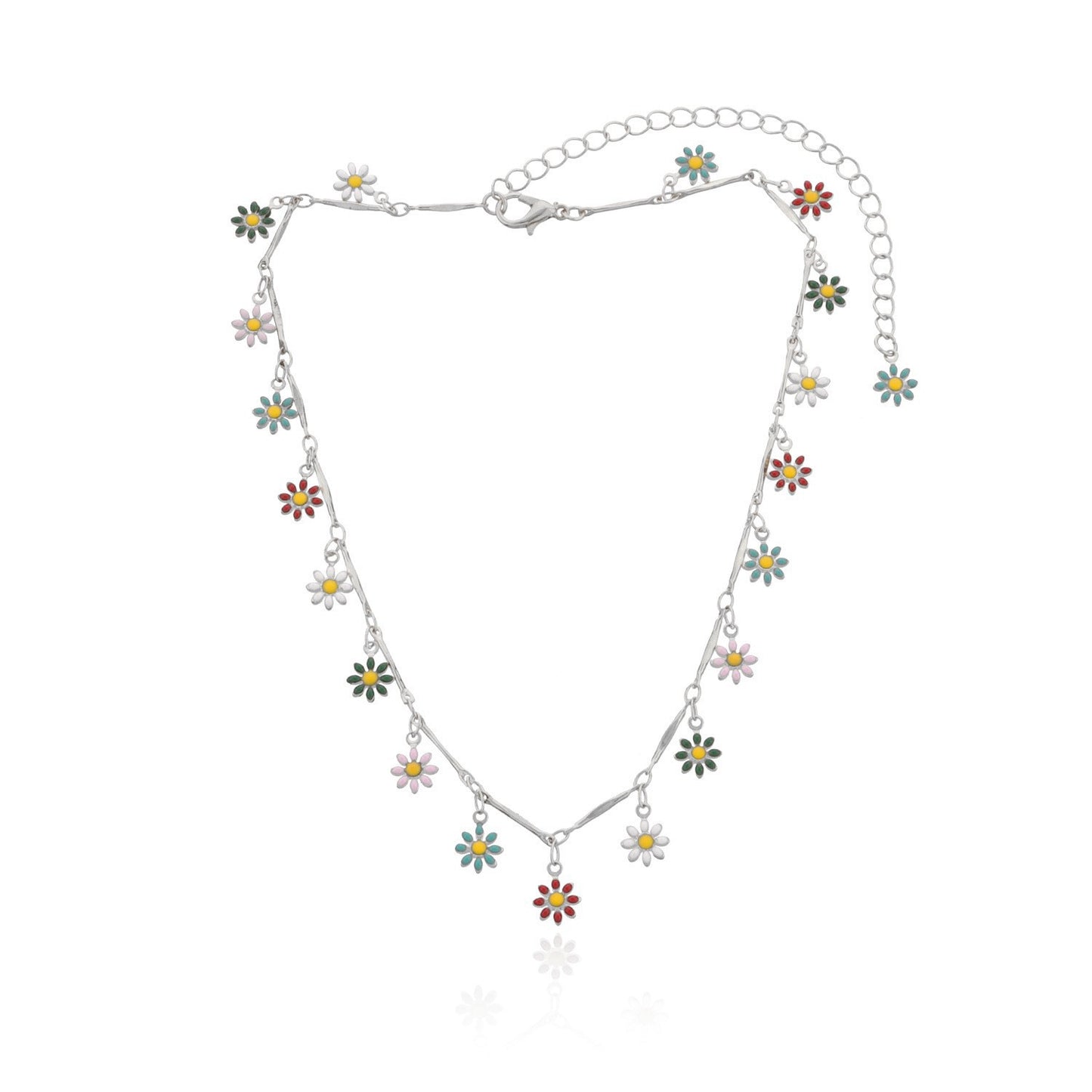Fashion temperament colorful gemstone daisy collarbone chain necklace personality tassel all-match necklace