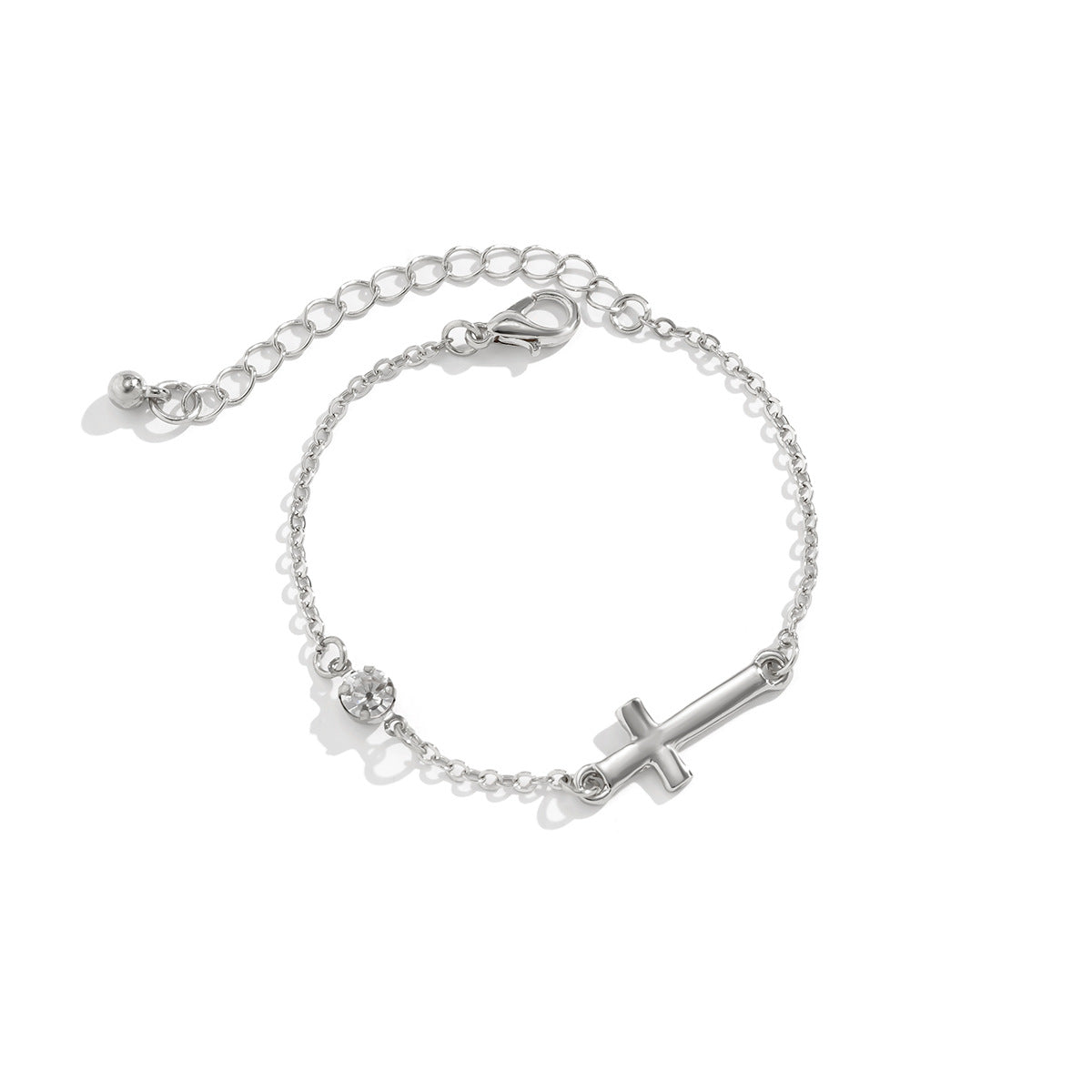 Jewelry temperament cold imitation pearl chain bracelet hip-hop simple metal cross jewelry