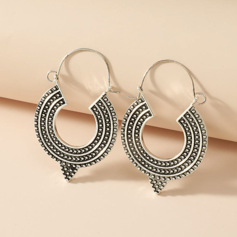 Retro Simple Hollow Earrings Creative Metal Geometric Earrings Earrings Exaggerated Irregular Round Earrings For Women