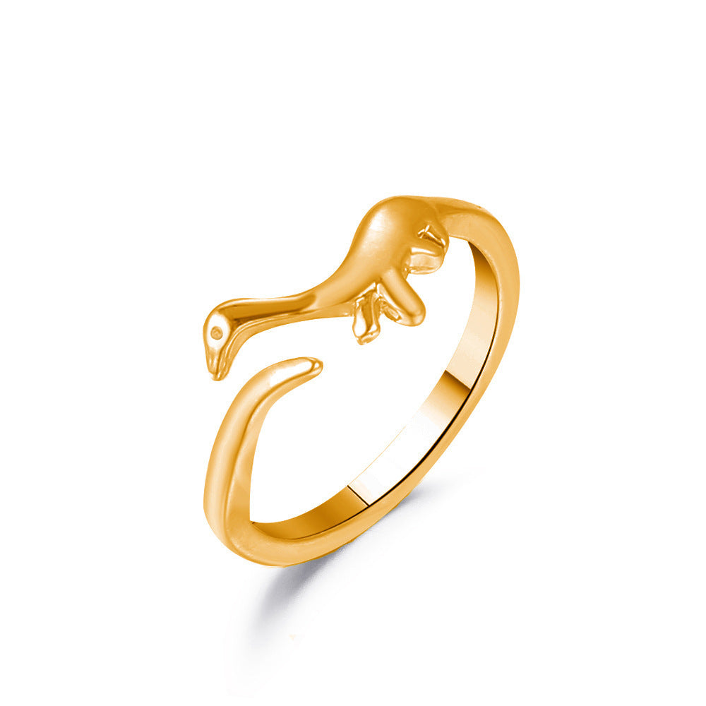 The same metal dinosaur ring fashion cute opening geometric animal ring trend jewelry