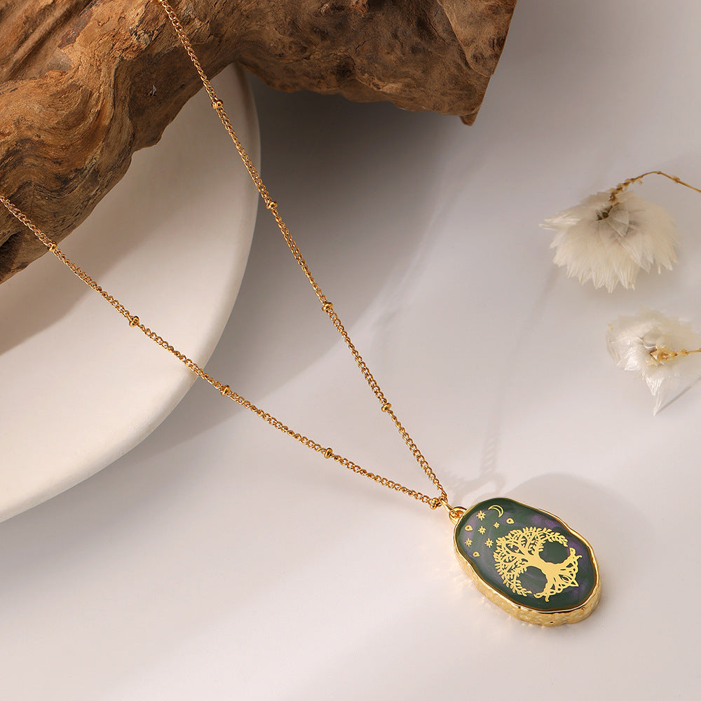 Niche Design Sense Personality Fashion Irregular Ellipse Resin Sun DIY Handmade Necklace