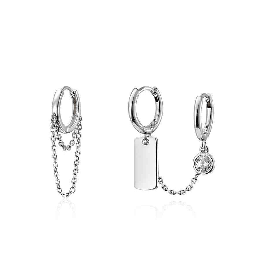 Simple Ear Stud Set Beaded Star Chain No Hole Ear Clip Cold One-piece Ear Hanging Single Female