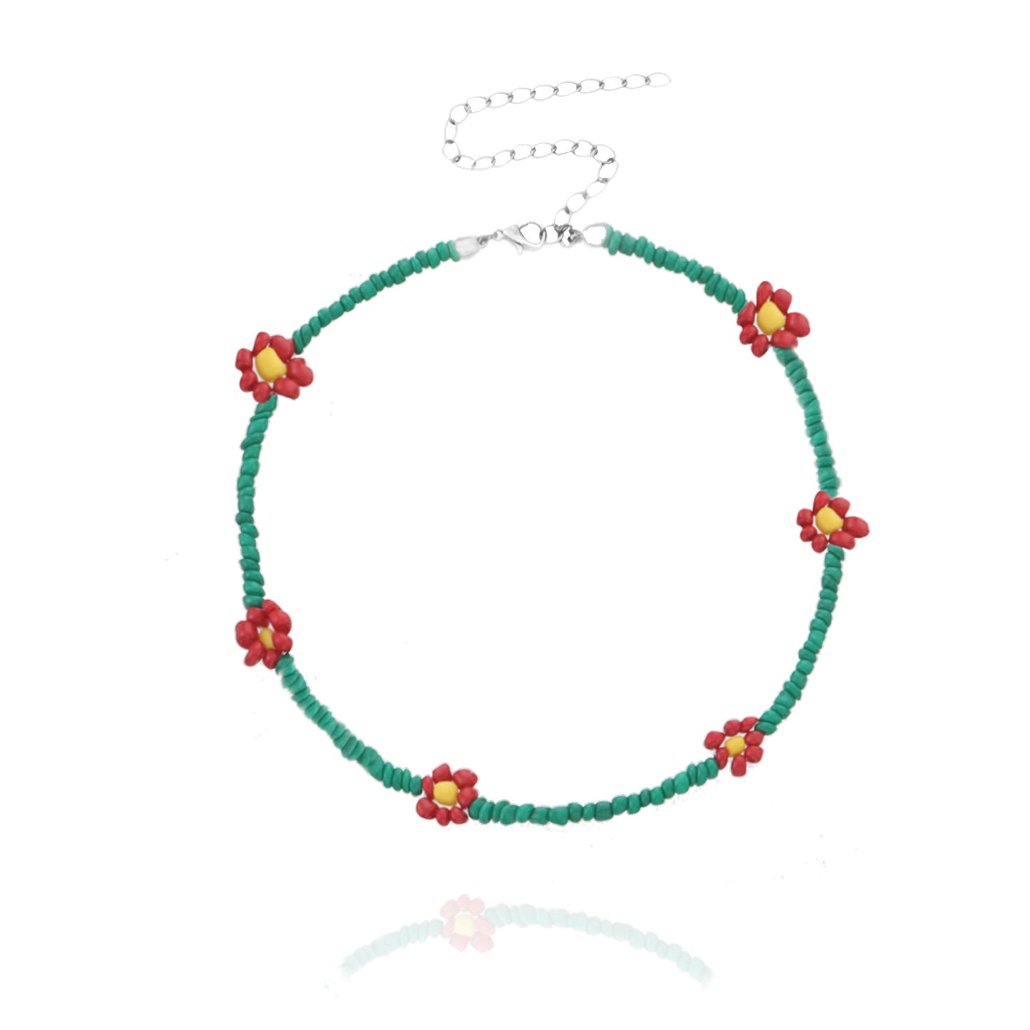 Jewelry Rice Bead Flower Necklace Women's Fashionable Temperament Adjustable Necklace