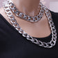 Creative Jewelry Fashion Punk Hip Hop Double Thick Chain Trendy Men's and Women's Necklace Exaggerated Aluminum Chain Necklace