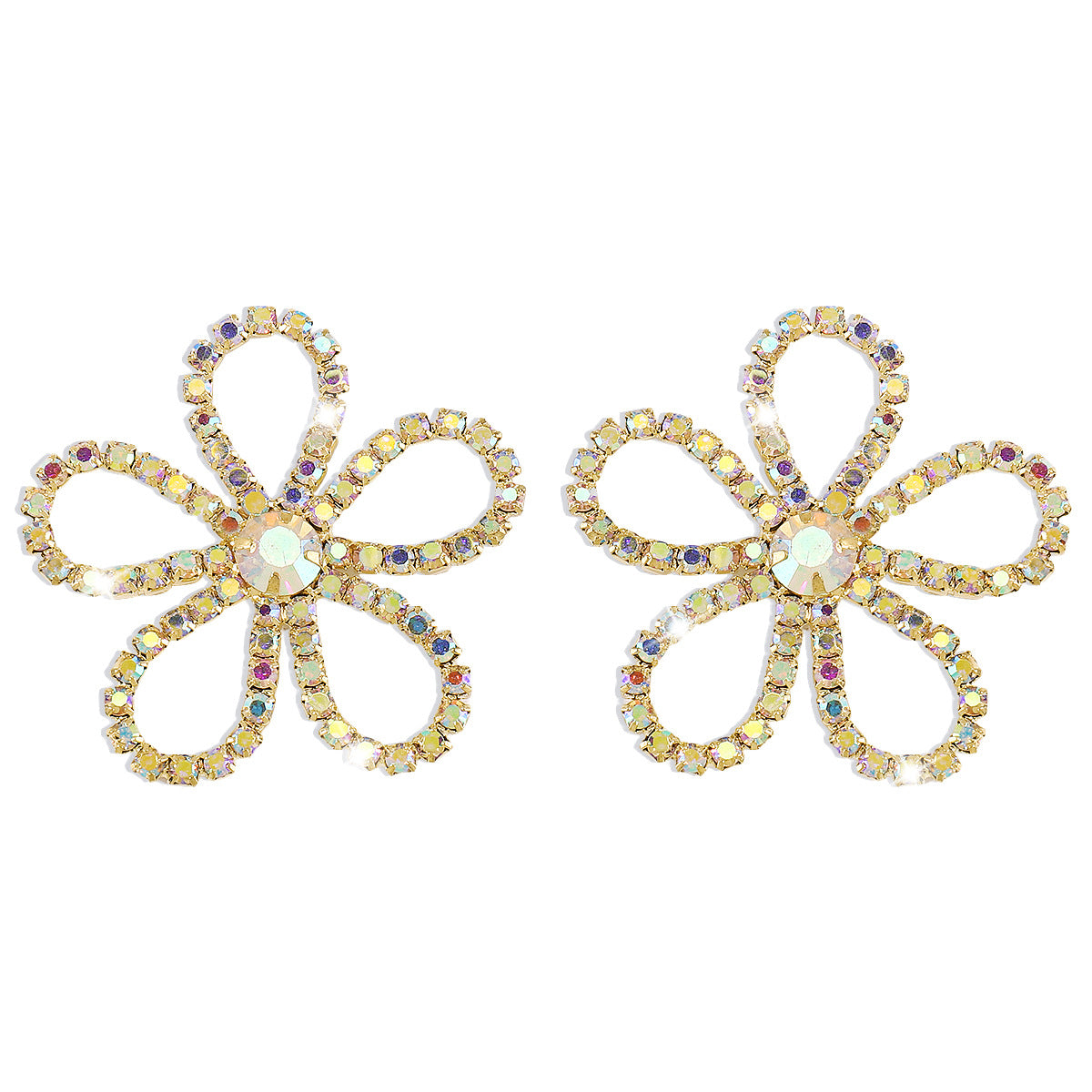 1727 Temperament Full of Diamond Flower Earrings Personality Atmospheric Creative Fairy Ear Studs Niche Design Earrings