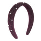 F4978 wide-brimmed retro pure color sponge imitation pearl headband female high skull top internet celebrity simple velvet headband