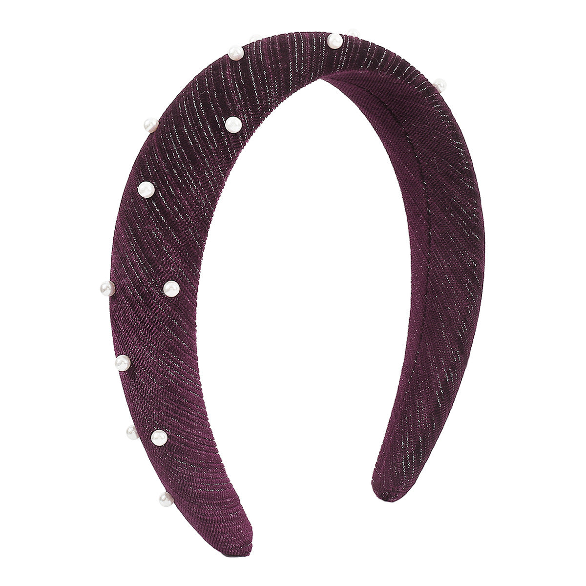 F4978 wide-brimmed retro pure color sponge imitation pearl headband female high skull top internet celebrity simple velvet headband