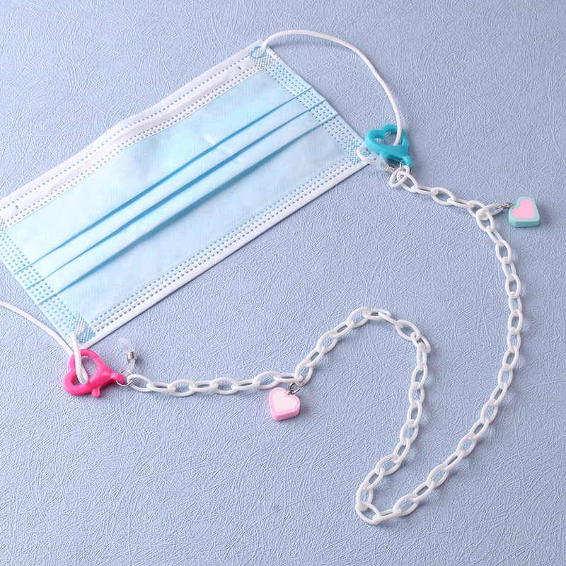 Candy Contrast Color Acrylic Mask Chain Anti-Le Soft Pottery Peach Heart Children's Glasses Chain Anti-lost Rope