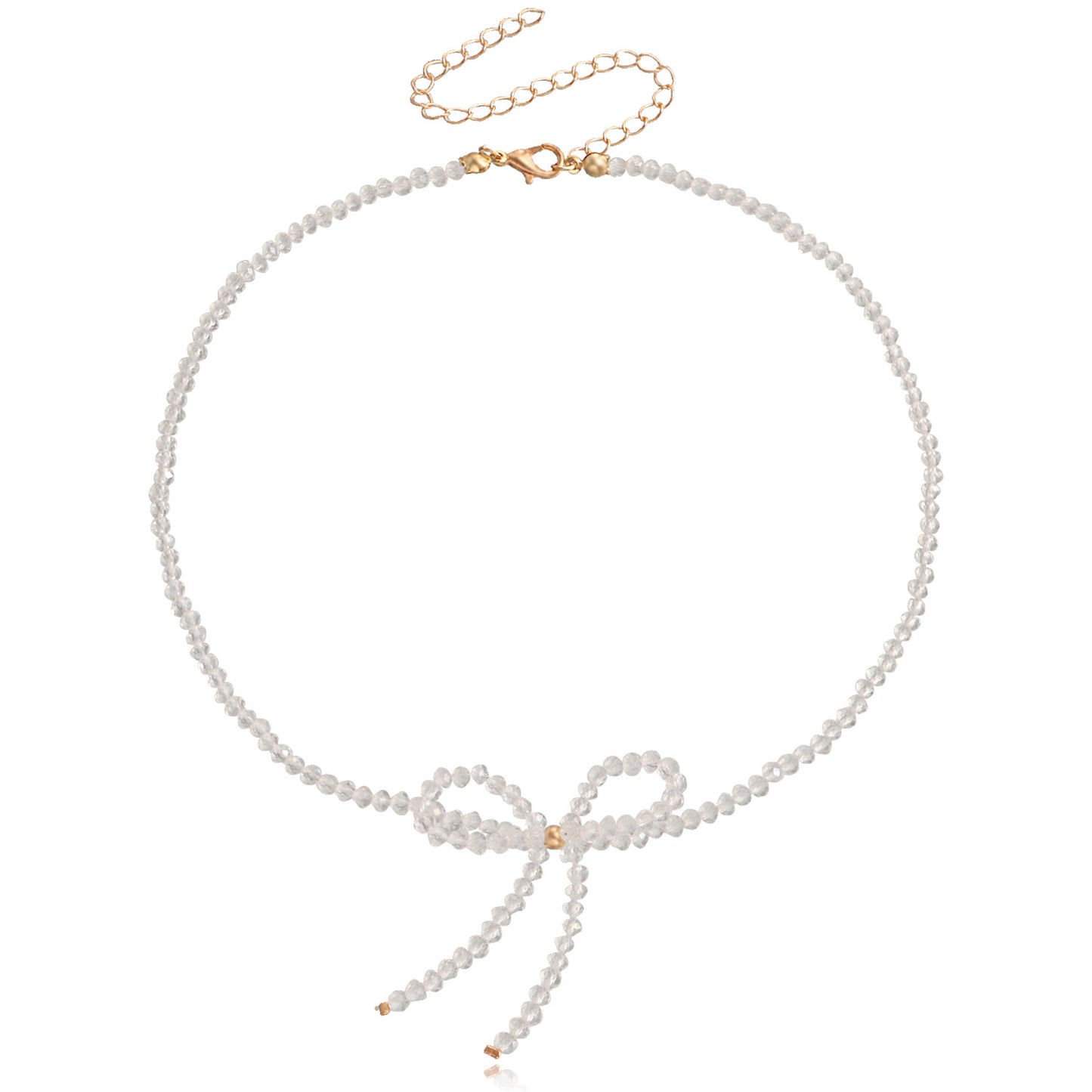 Jewelry super fairy temperament sweet ins retro personality crystal bow necklace female choker necklace
