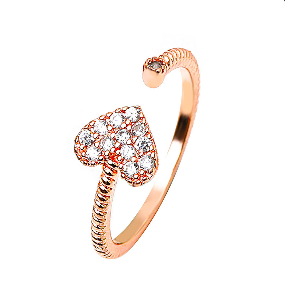 Ins cold zircon opening love ring super fairy fashion star letter hollow index finger ring net red