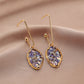 Ins geometric fashion hollow heart gravel earrings retro original stone drop oil earrings stone ear jewelry female