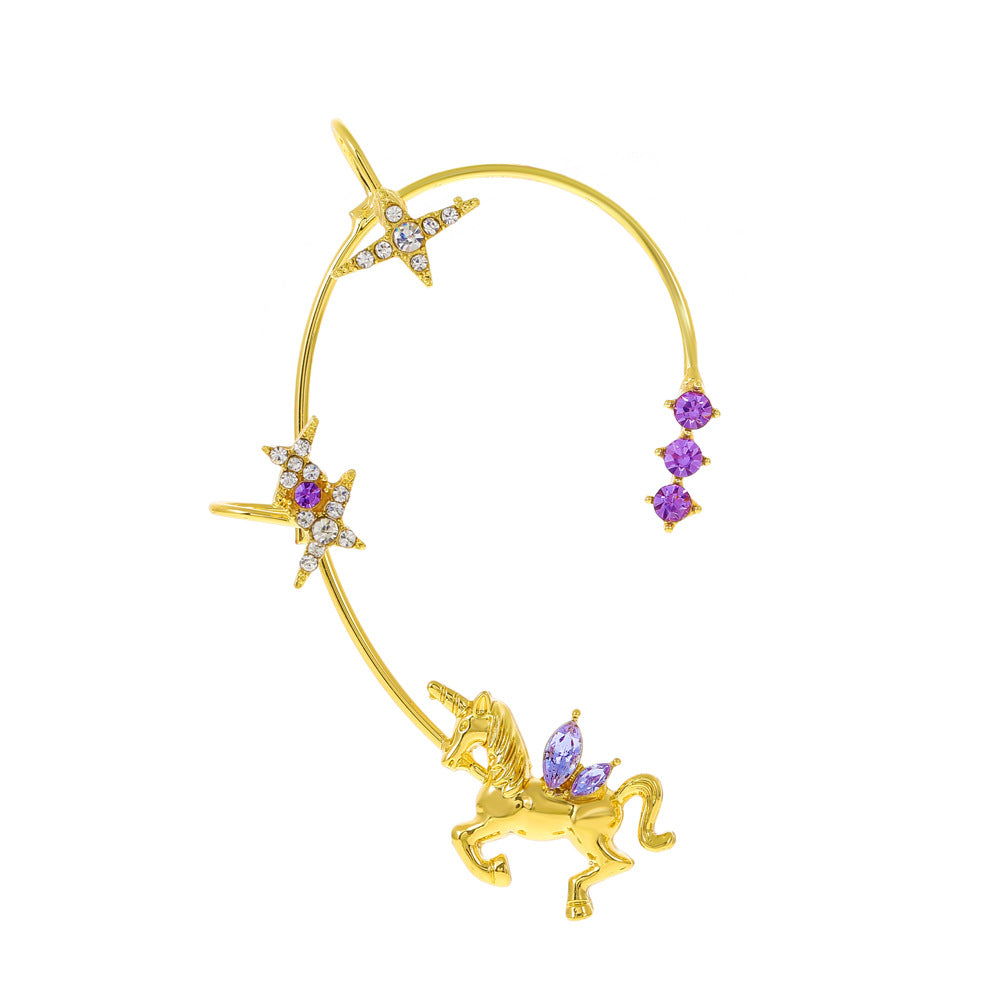 Ins diamond-studded butterfly ear hanger women without ear piercing butterfly ear bone clip fashion niche exaggerated wing ear clip