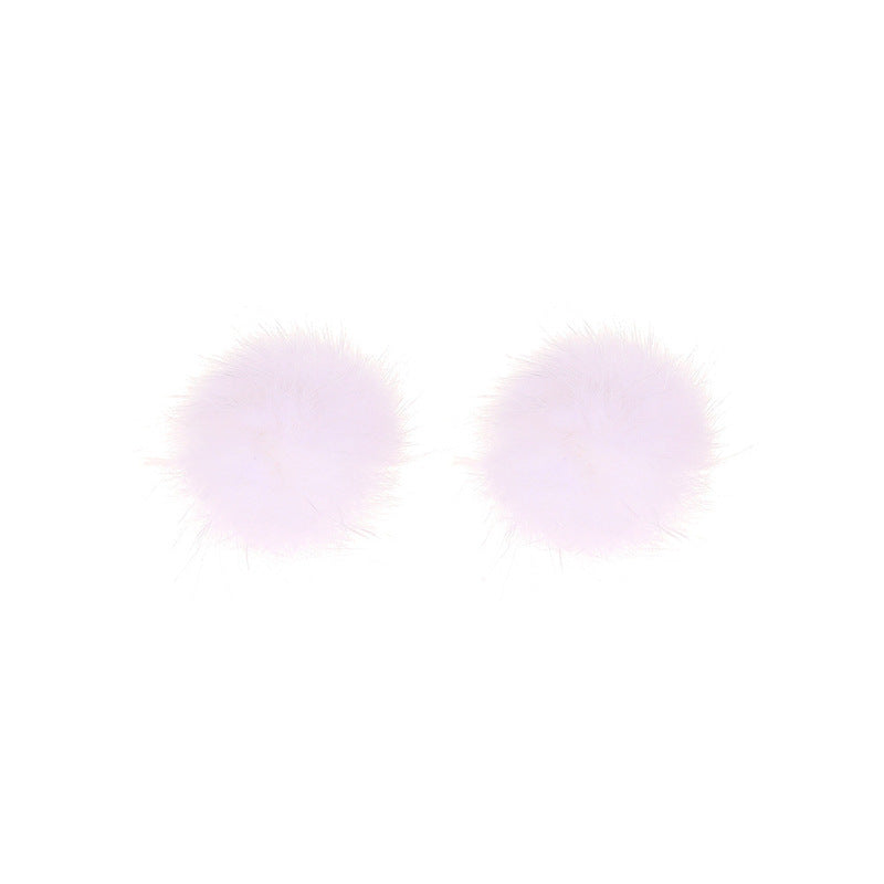 Fashion color fur ball earrings female autumn and winter personality mink plush ball earrings fresh and sweet earrings