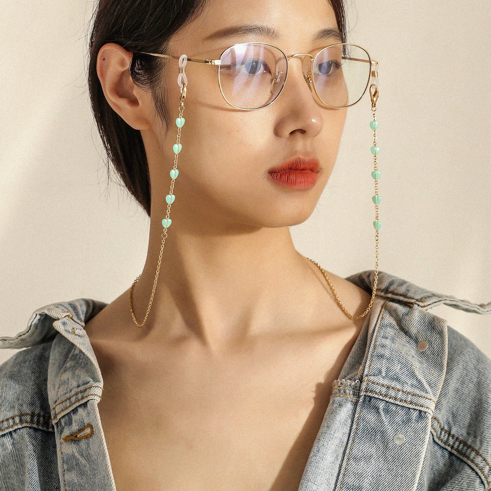 Dongdaemun Color Crystal Beaded Mask Chain Temperament Retro Lanyard Glasses Chain Fashion Jewelry