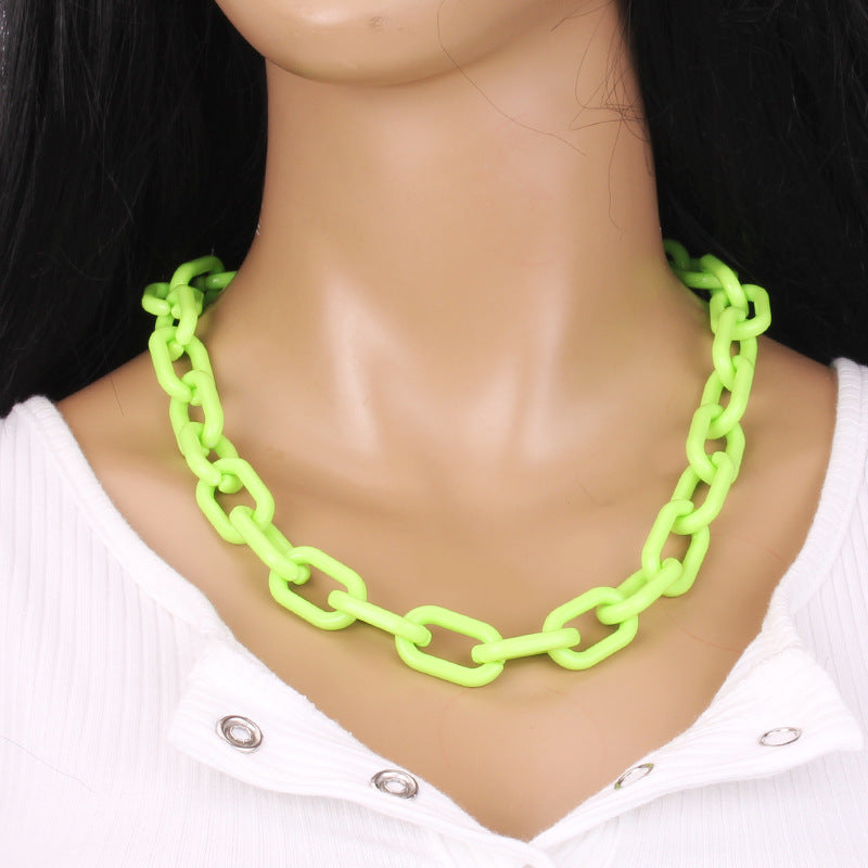 Punk Hip Hop Clavicle Chain Trend Necklace Personality Versatile Chain Acrylic Necklace Female