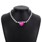 N7729 Exaggerated Creative Clavicle Chain Female Luxury Glass Diamond Heart Pendant Necklace