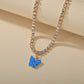 Fashion Rhinestone Claw Chain Necklace Cute Plate Butterfly Pendant Necklace Jewelry