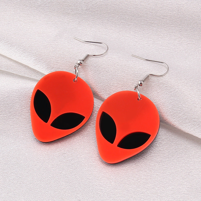 Fluorescent green alien earrings earrings temperament acrylic earrings exaggerated trend big ear jewelry women