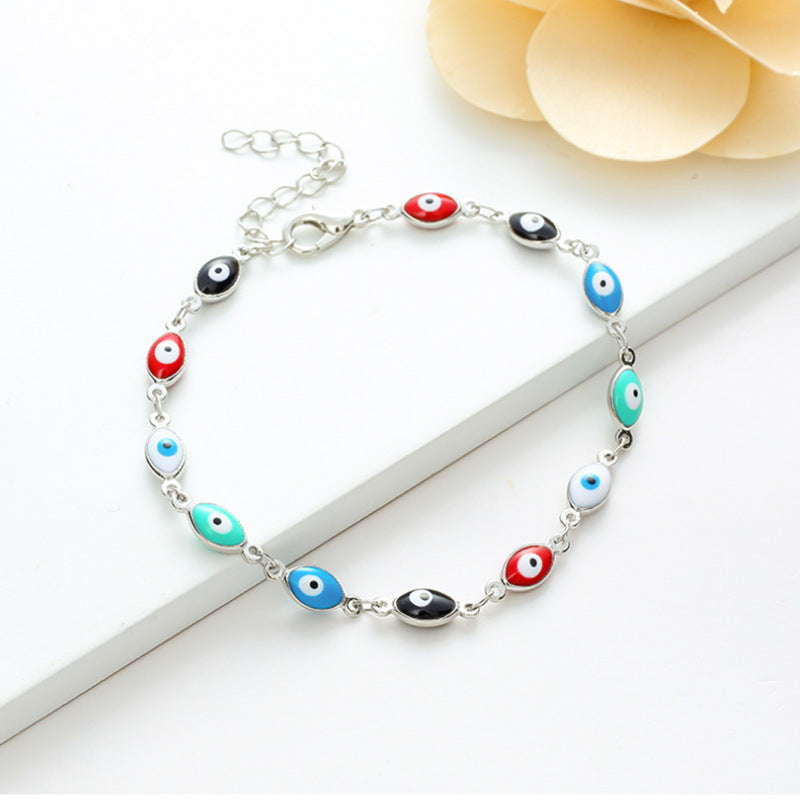 Bohemian Jewelry Retro Colorful Eyes Gold Fashion Bracelet Necklace Women