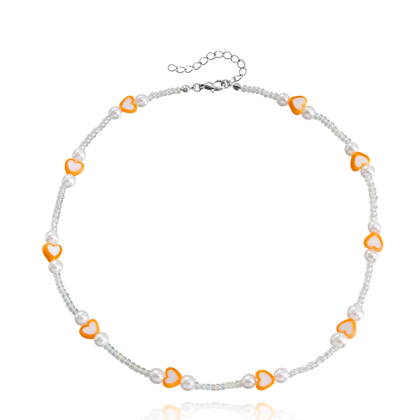 Jewelry bohemian color love transparent rice bead choker necklace female ins all-match high-end sense