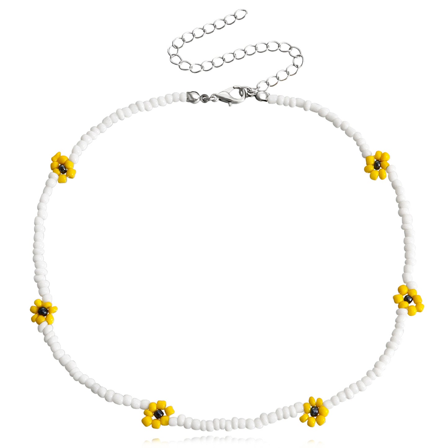 Jewelry Rice Bead Flower Necklace Women's Fashionable Temperament Adjustable Necklace