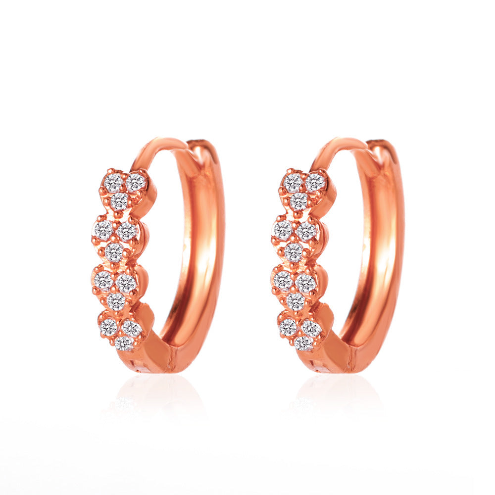 Simple Zircon Geometric Earrings Retro Metal Copper-plated Round Stud Earrings Fashion Personality Rhinestone Earrings