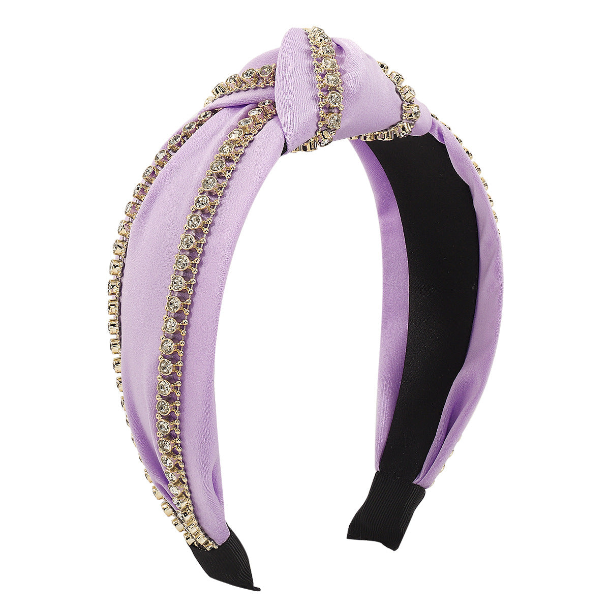 F5149 Creative Personality Rhinestone Knotted Headband Retro Elegant Temperament Pure Color Sweet Fashion Headband