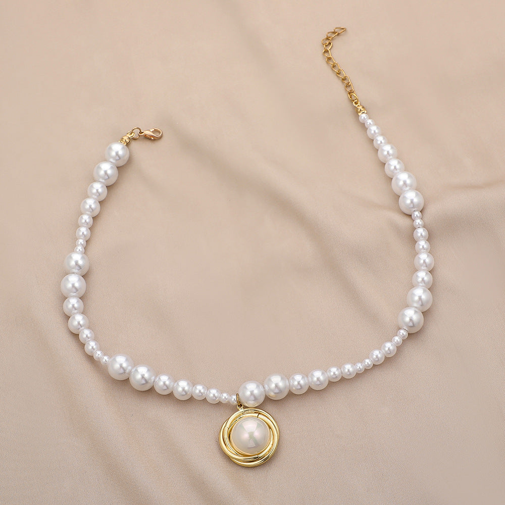 Exaggerated personality multi-layer pearl necklace trend fashion temperament three-layer collarbone necklace jewelry female